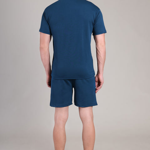 Turquoise Blue Cotton Co-Ord Set (Tshirt+Short) | NS-27