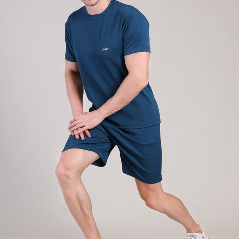 Turquoise Blue Cotton Co-Ord Set (Tshirt+Short) | NS-27