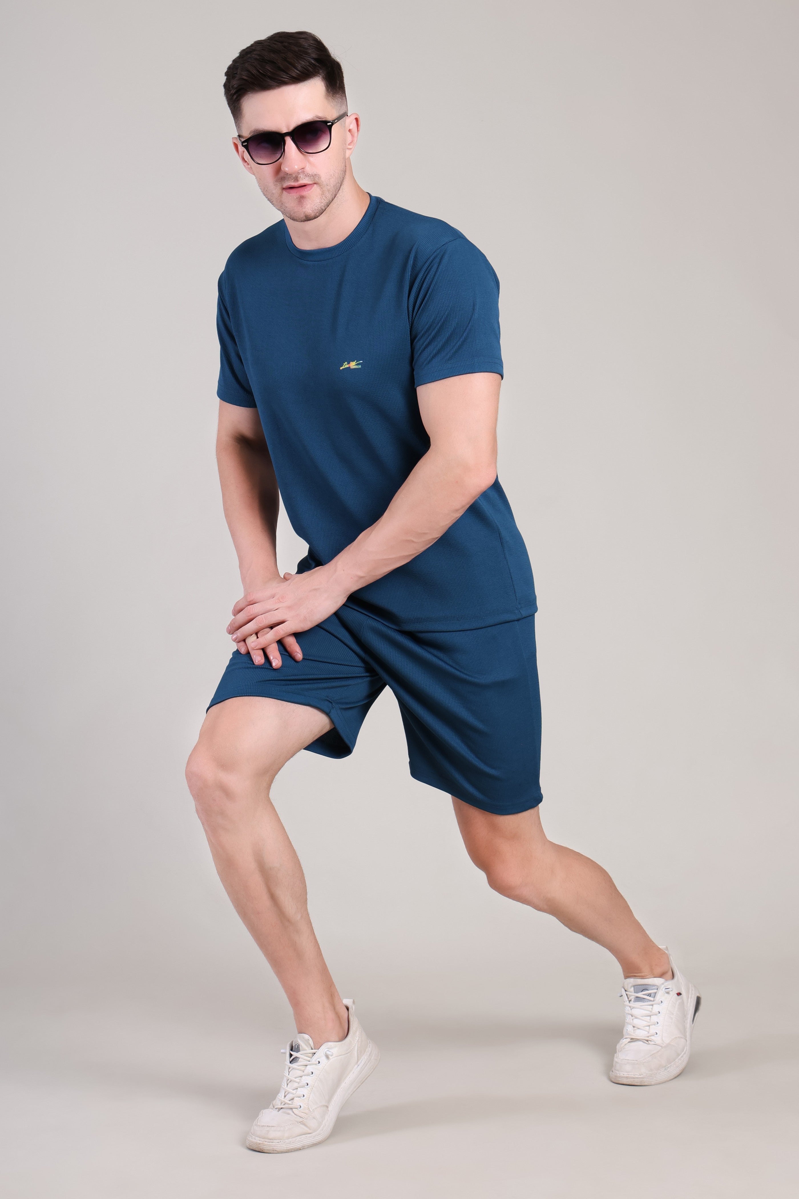 Turquoise Blue Cotton Co-Ord Set (Tshirt+Short) | NS-27