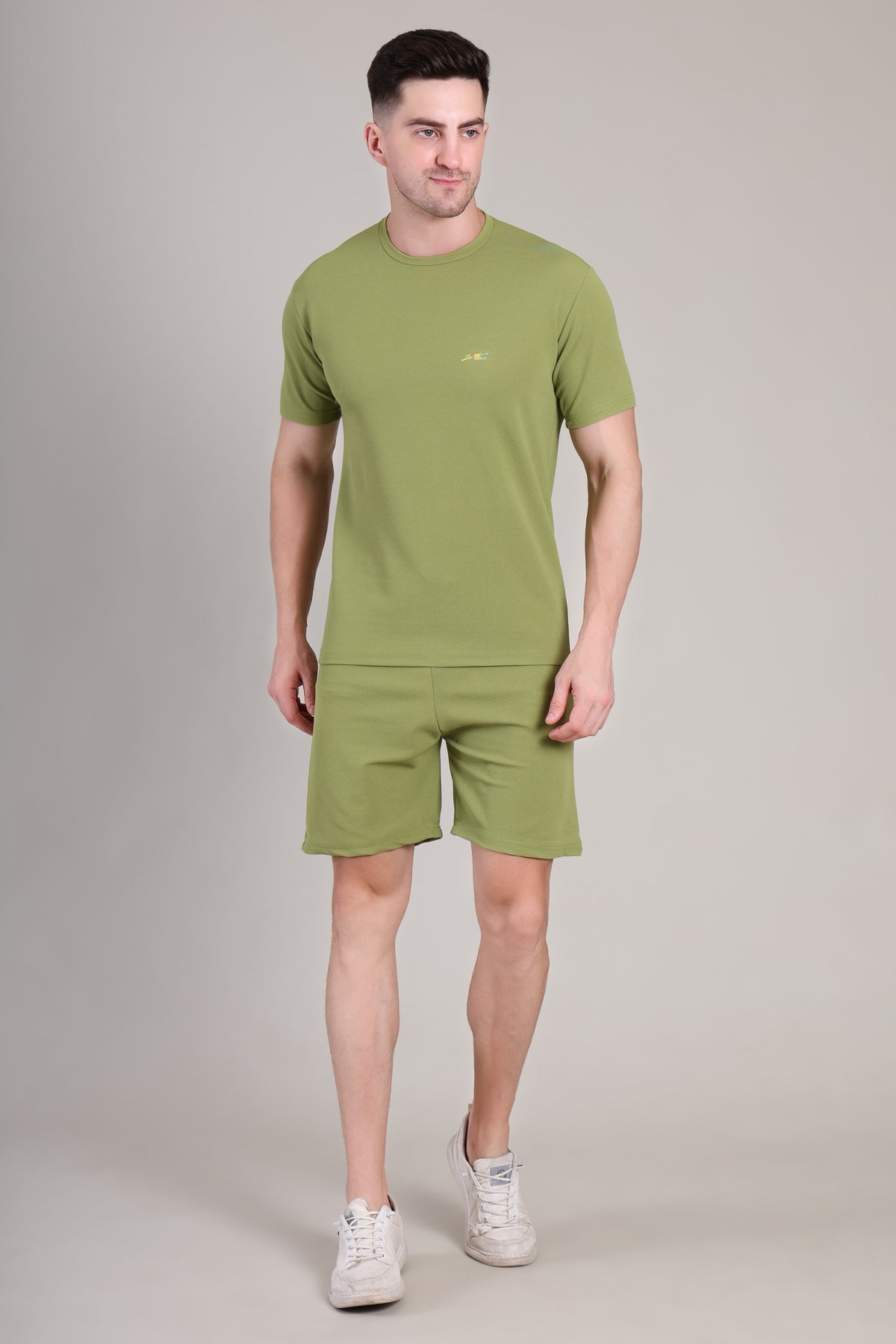 Army Green Cotton Co-Ord Set (Tshirt+Short) | NS-32