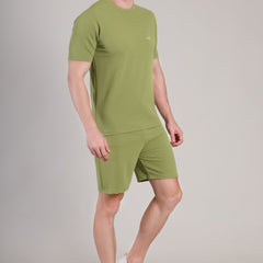 Army Green Cotton Co-Ord Set (Tshirt+Short) | NS-32