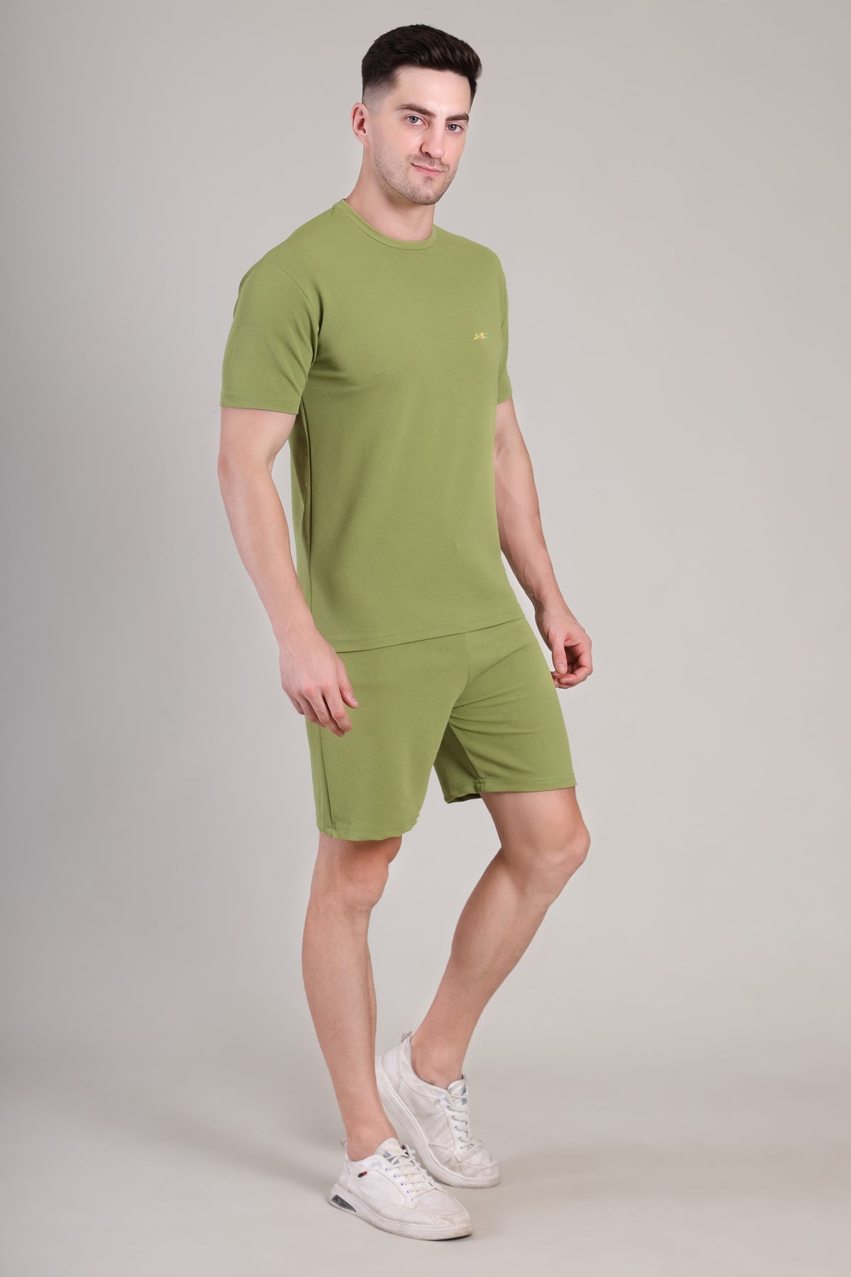 Army Green Cotton Co-Ord Set (Tshirt+Short) | NS-32