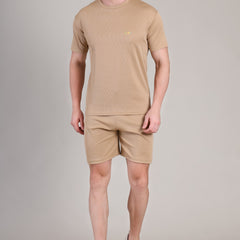 Beige Cotton Co-Ord Set (Tshirt+Short) | NS-28