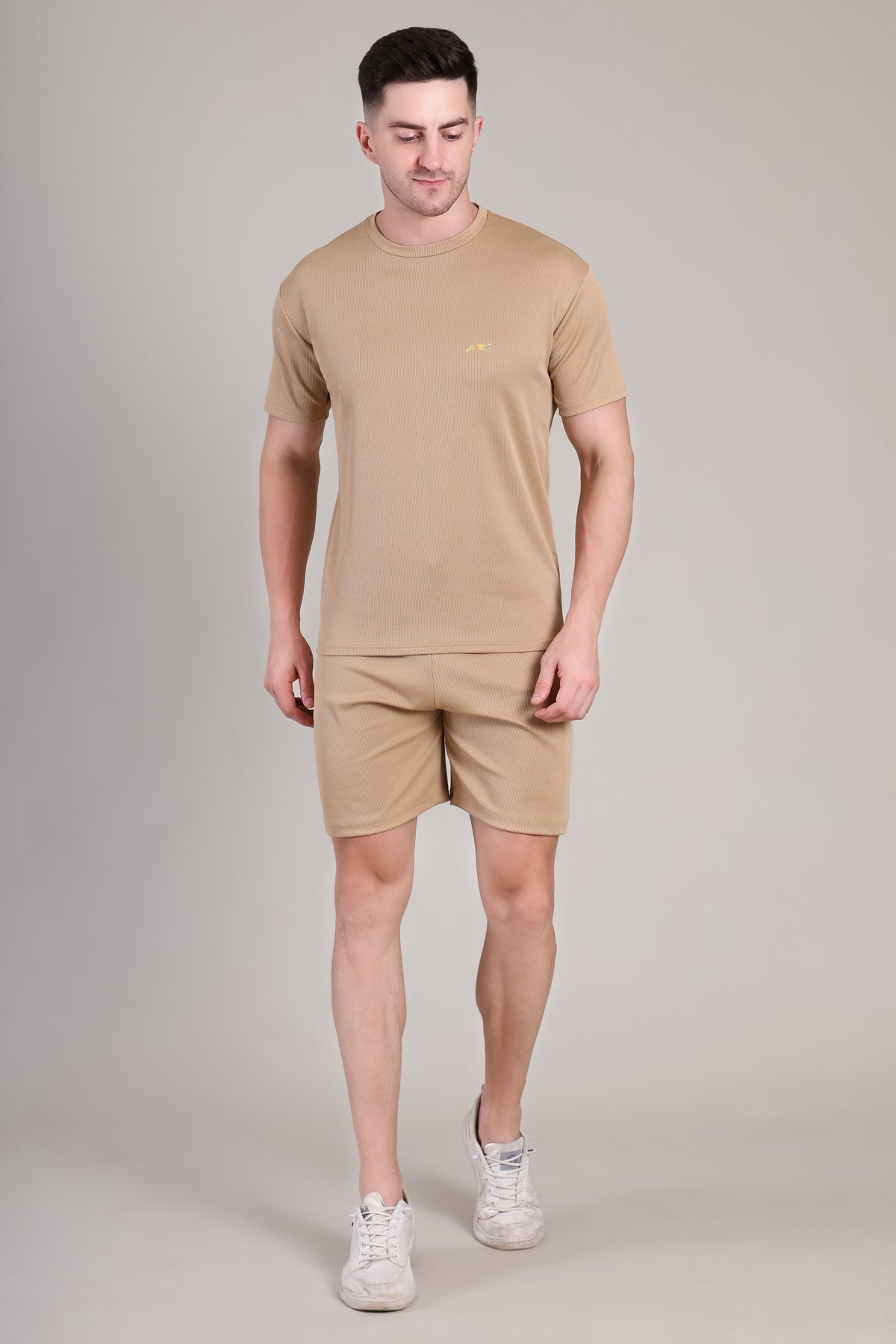 Beige Cotton Co-Ord Set (Tshirt+Short) | NS-28
