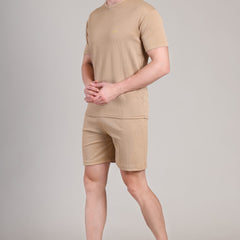 Beige Cotton Co-Ord Set (Tshirt+Short) | NS-28