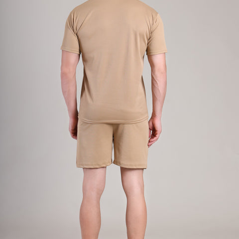 Beige Cotton Co-Ord Set (Tshirt+Short) | NS-28