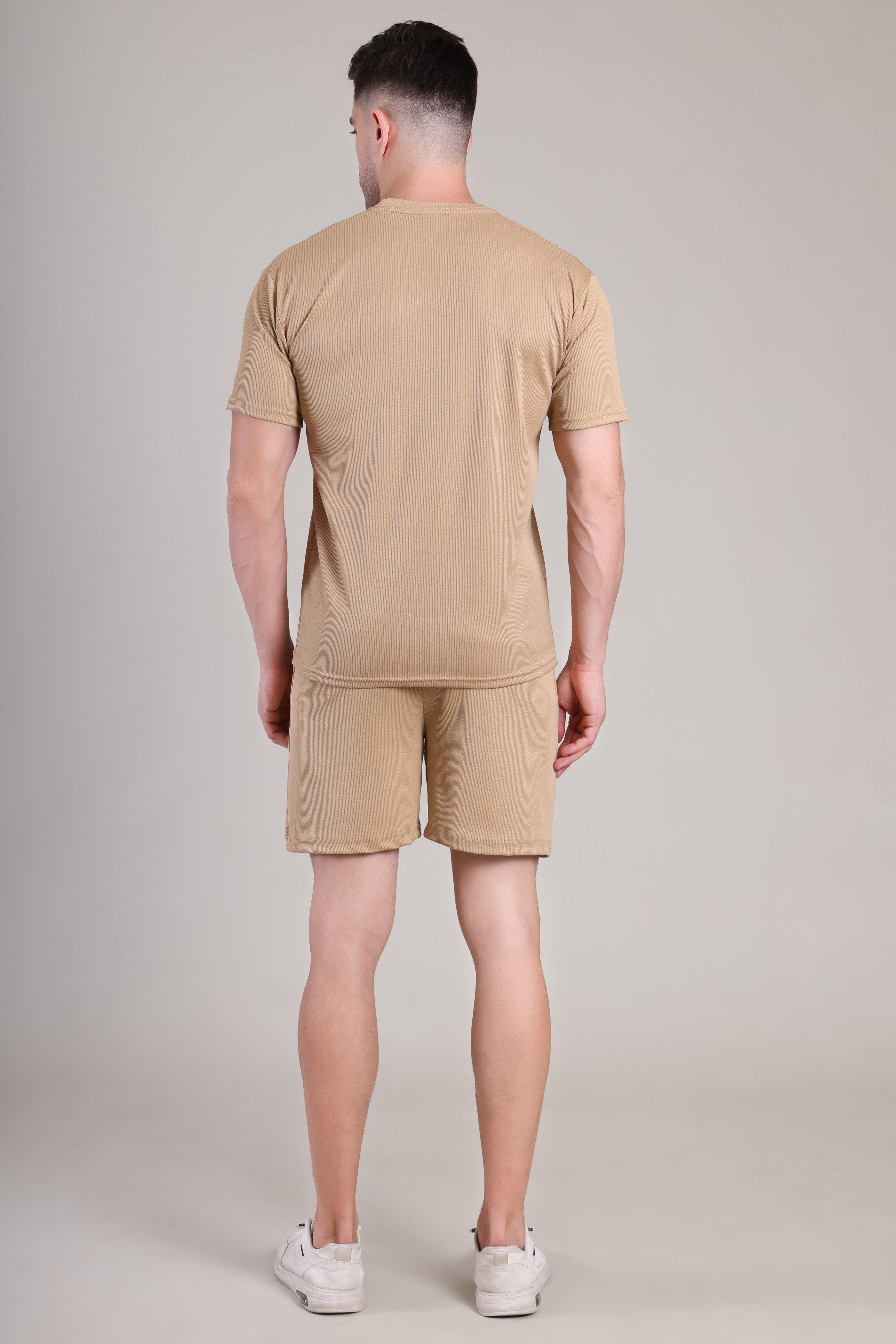 Beige Cotton Co-Ord Set (Tshirt+Short) | NS-28