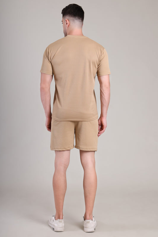 Beige Cotton Co-Ord Set (Tshirt+Short) | NS-28
