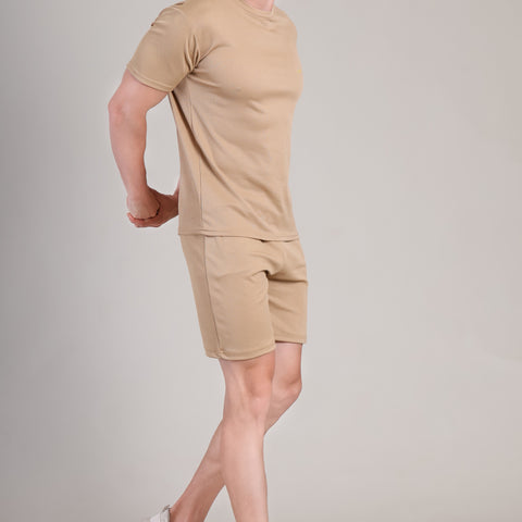 Beige Cotton Co-Ord Set (Tshirt+Short) | NS-28