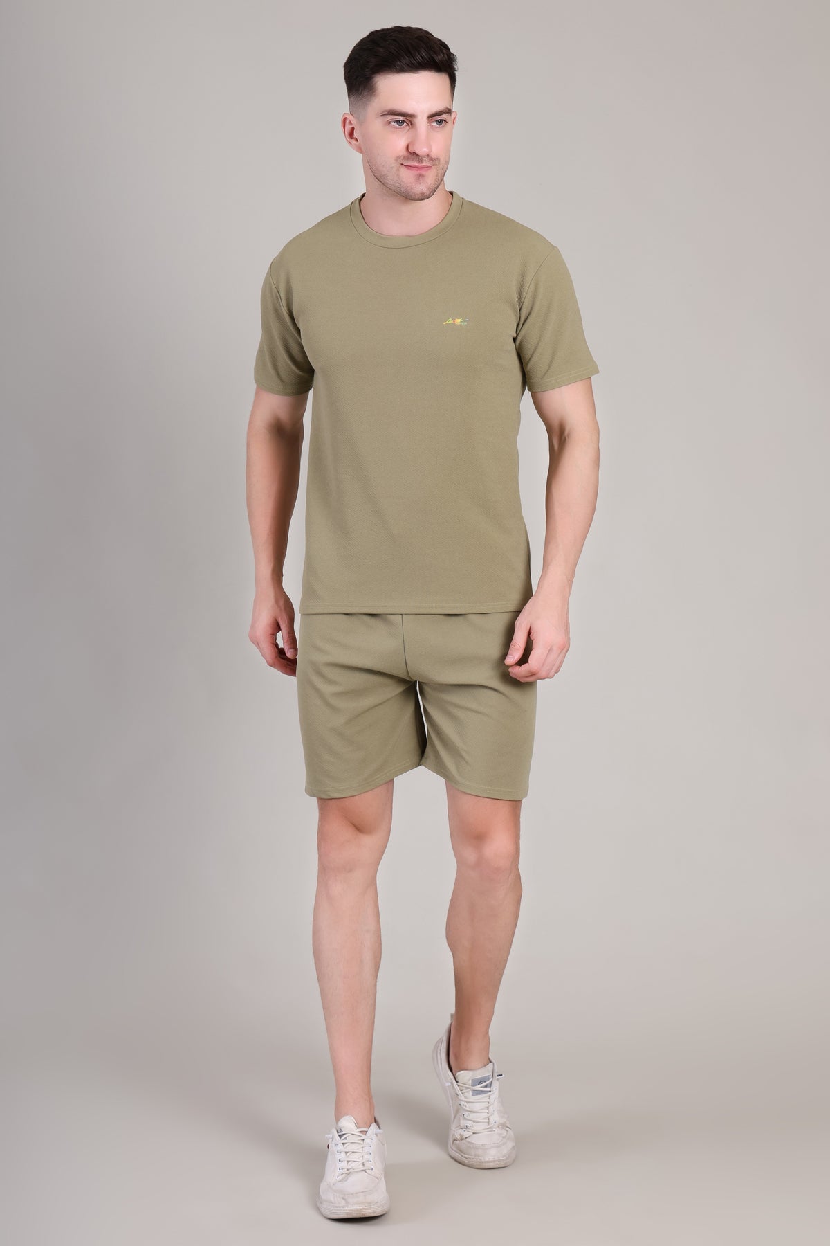 Olive Green Cotton Co-Ord Set (Tshirt+Short) | NS-33