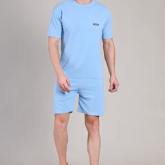 Light Blue Cotton Co-Ord Set (Tshirt+Short) | NS-34