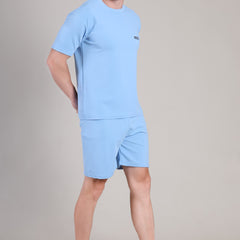 Light Blue Cotton Co-Ord Set (Tshirt+Short) | NS-34