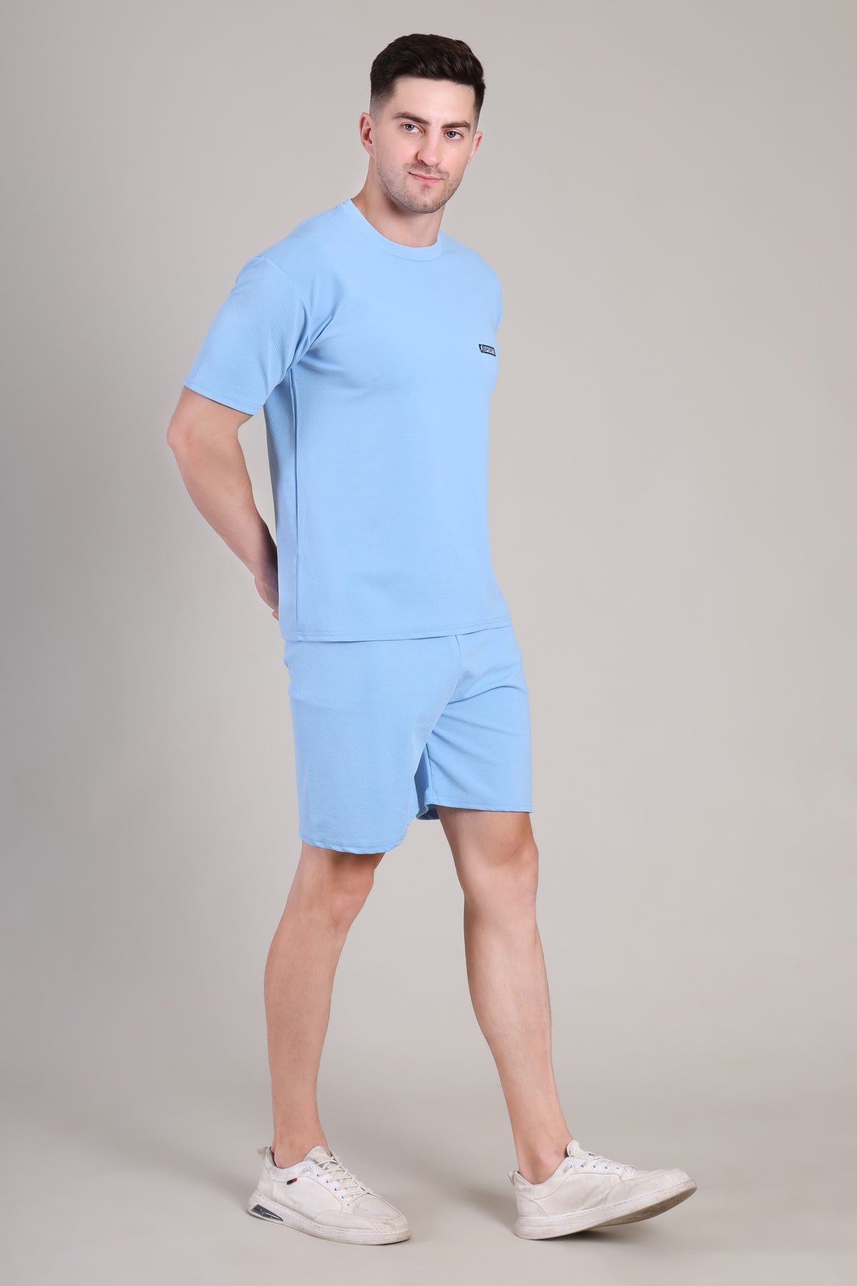 Light Blue Cotton Co-Ord Set (Tshirt+Short) | NS-34