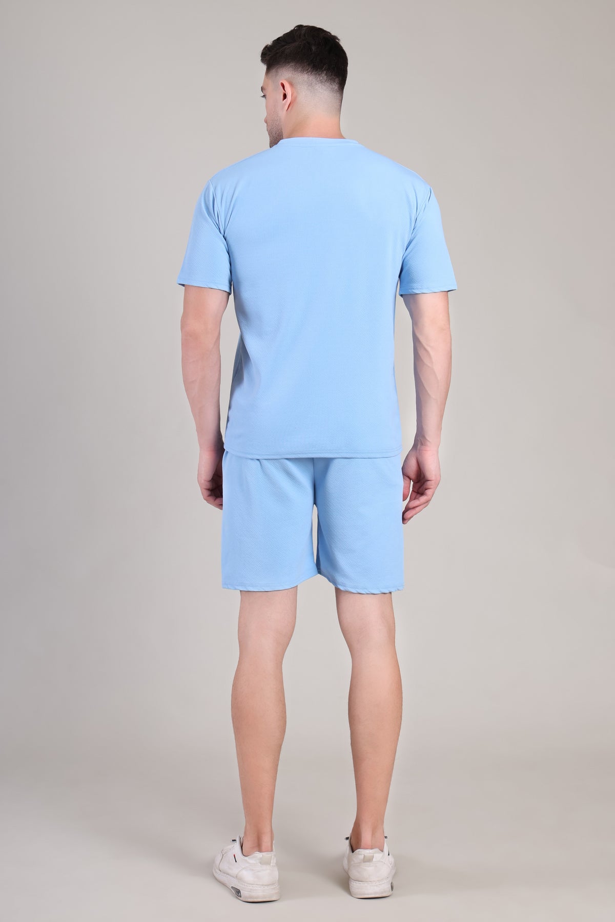 Light Blue Cotton Co-Ord Set (Tshirt+Short) | NS-34