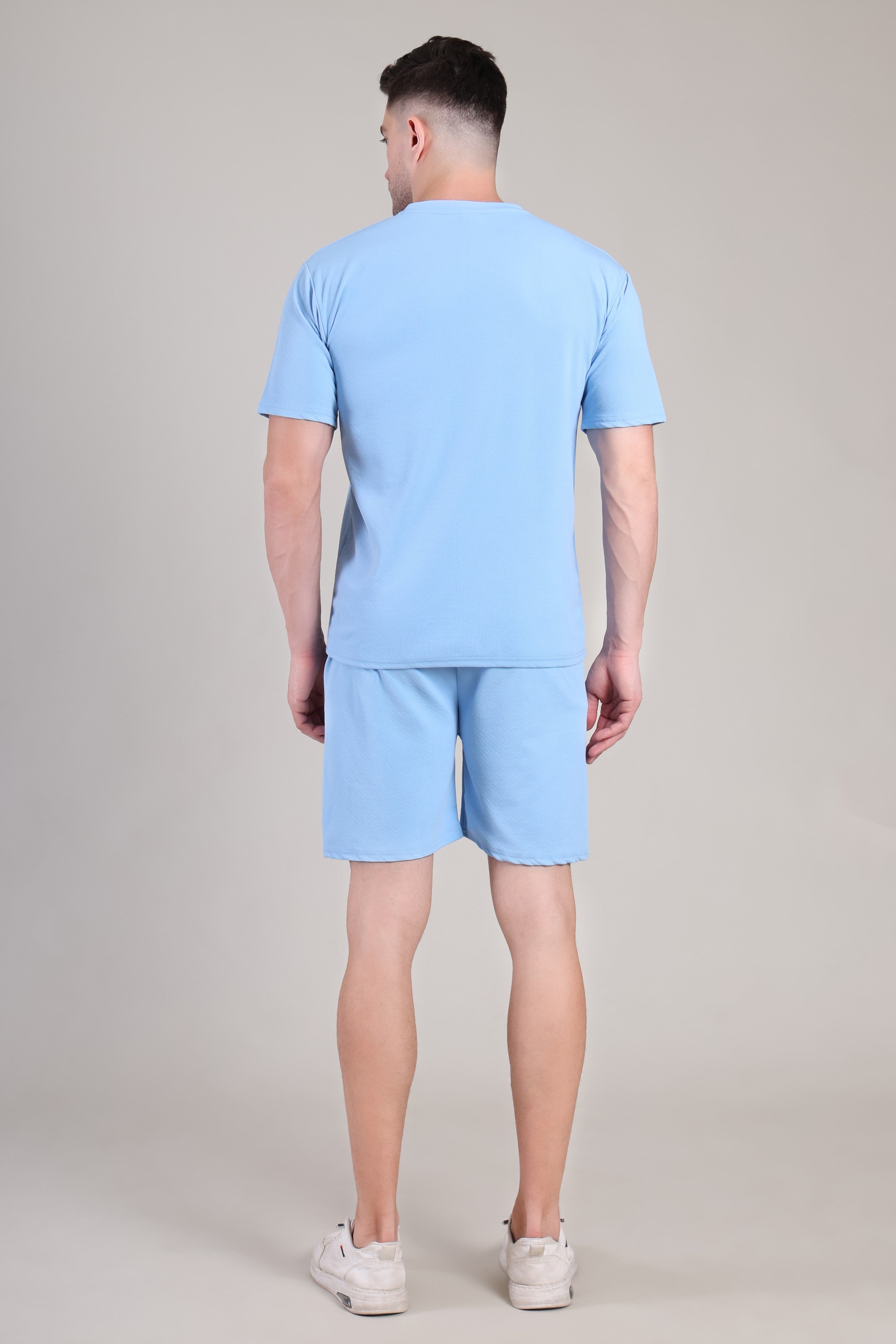 Light Blue Cotton Co-Ord Set (Tshirt+Short) | NS-34