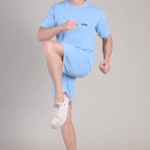 Light Blue Cotton Co-Ord Set (Tshirt+Short) | NS-34