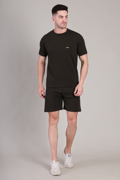 Black Cotton Co-Ord Set (Tshirt+Short) | NS-35