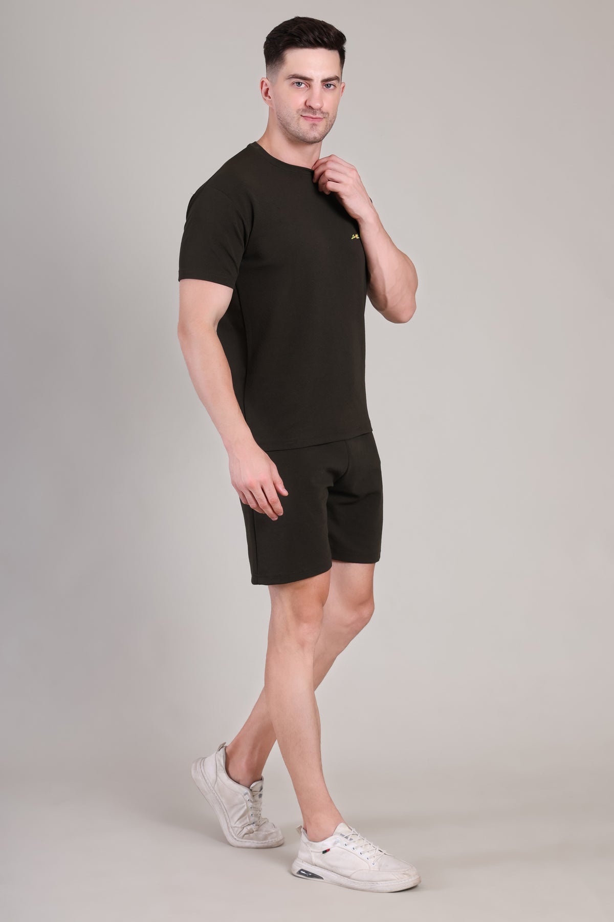 Black Cotton Co-Ord Set (Tshirt+Short) | NS-35