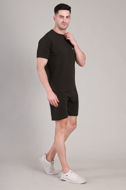 Black Cotton Co-Ord Set (Tshirt+Short) | NS-35