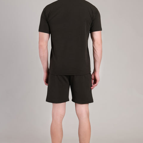 Black Cotton Co-Ord Set (Tshirt+Short) | NS-35