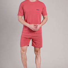 Brick Red Cotton Co-Ord Set (Tshirt+Short) | NS-36