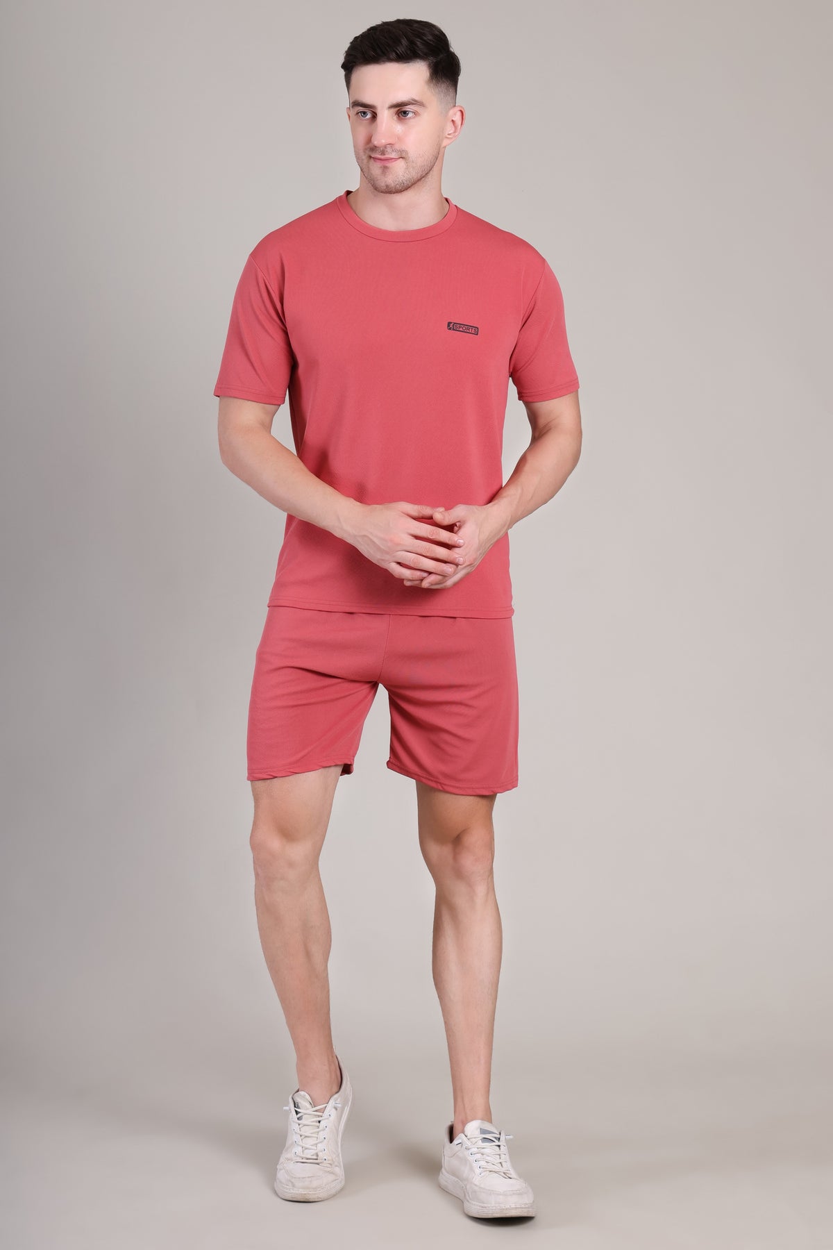 Brick Red Cotton Co-Ord Set (Tshirt+Short) | NS-36