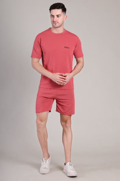 Brick Red Cotton Co-Ord Set (Tshirt+Short) | NS-36