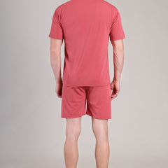 Brick Red Cotton Co-Ord Set (Tshirt+Short) | NS-36