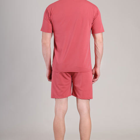 Brick Red Cotton Co-Ord Set (Tshirt+Short) | NS-36