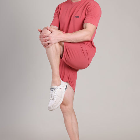 Brick Red Cotton Co-Ord Set (Tshirt+Short) | NS-36
