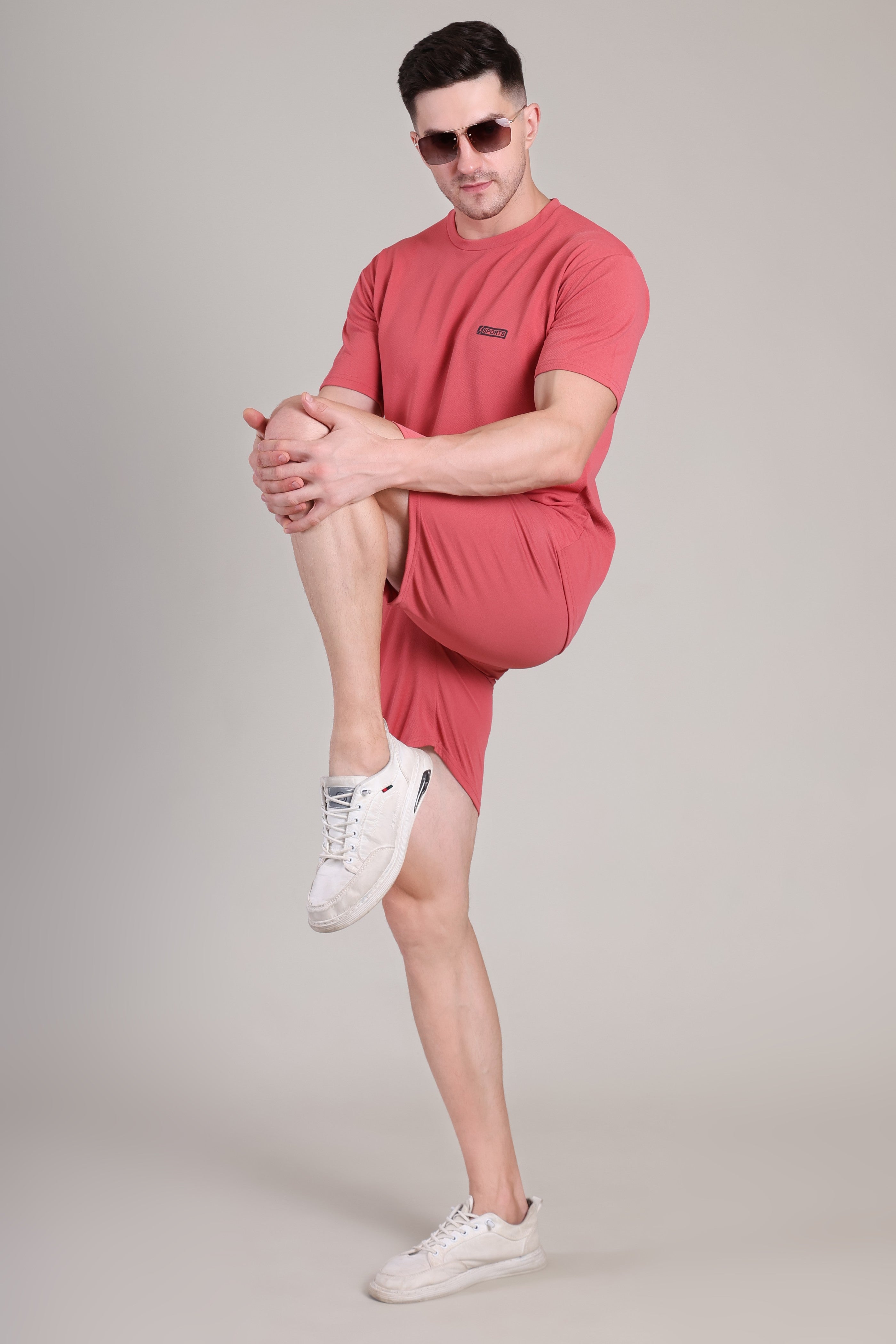 Brick Red Cotton Co-Ord Set (Tshirt+Short) | NS-36