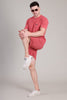 Brick Red Cotton Co-Ord Set (Tshirt+Short) | NS-36