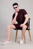 Dark Wine Cotton Co-Ord Set (Tshirt+Short) | NS-29