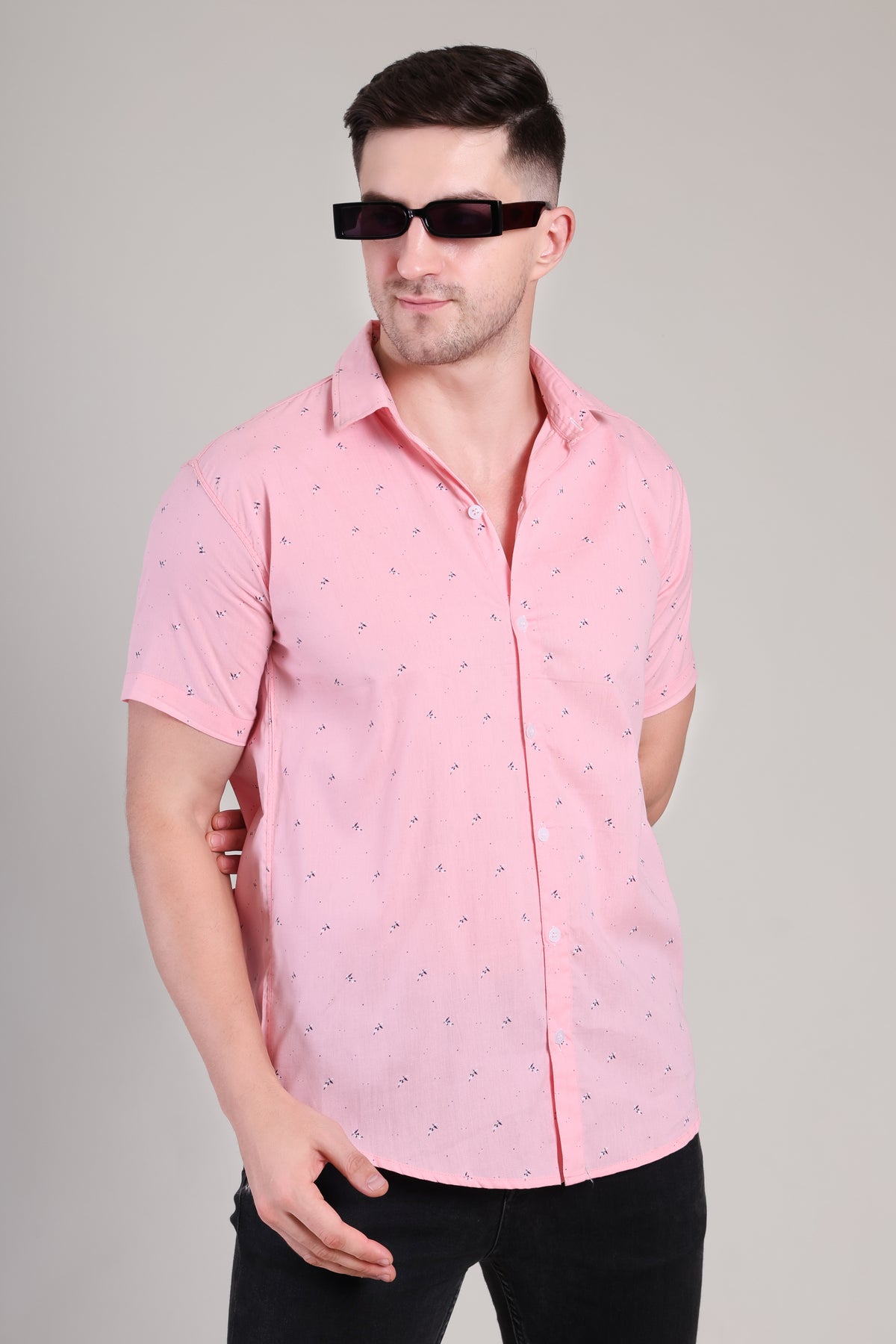 Men's Casual Half Sleeve Shirt - Blue | BHS-184