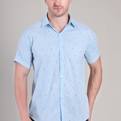 Men's Casual Half Sleeve Shirt - Blue | BHS-183