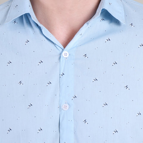 Men's Casual Half Sleeve Shirt - Blue | BHS-183