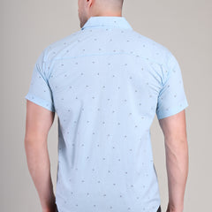 Men's Casual Half Sleeve Shirt - Blue | BHS-183