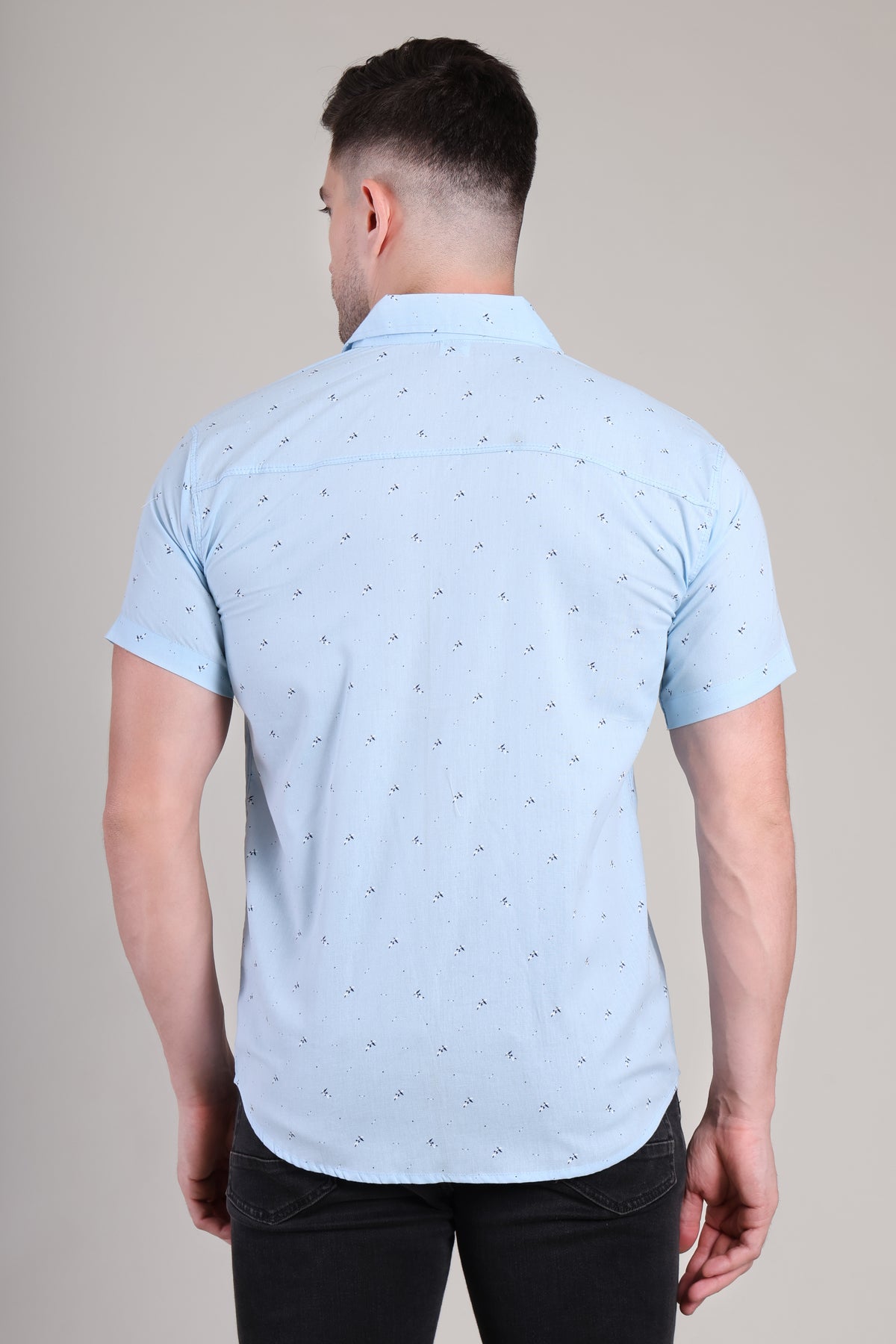 Men's Casual Half Sleeve Shirt - Blue | BHS-183