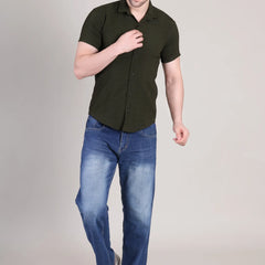 Men's Casual Half Sleeve Shirt - Black | SHS-139