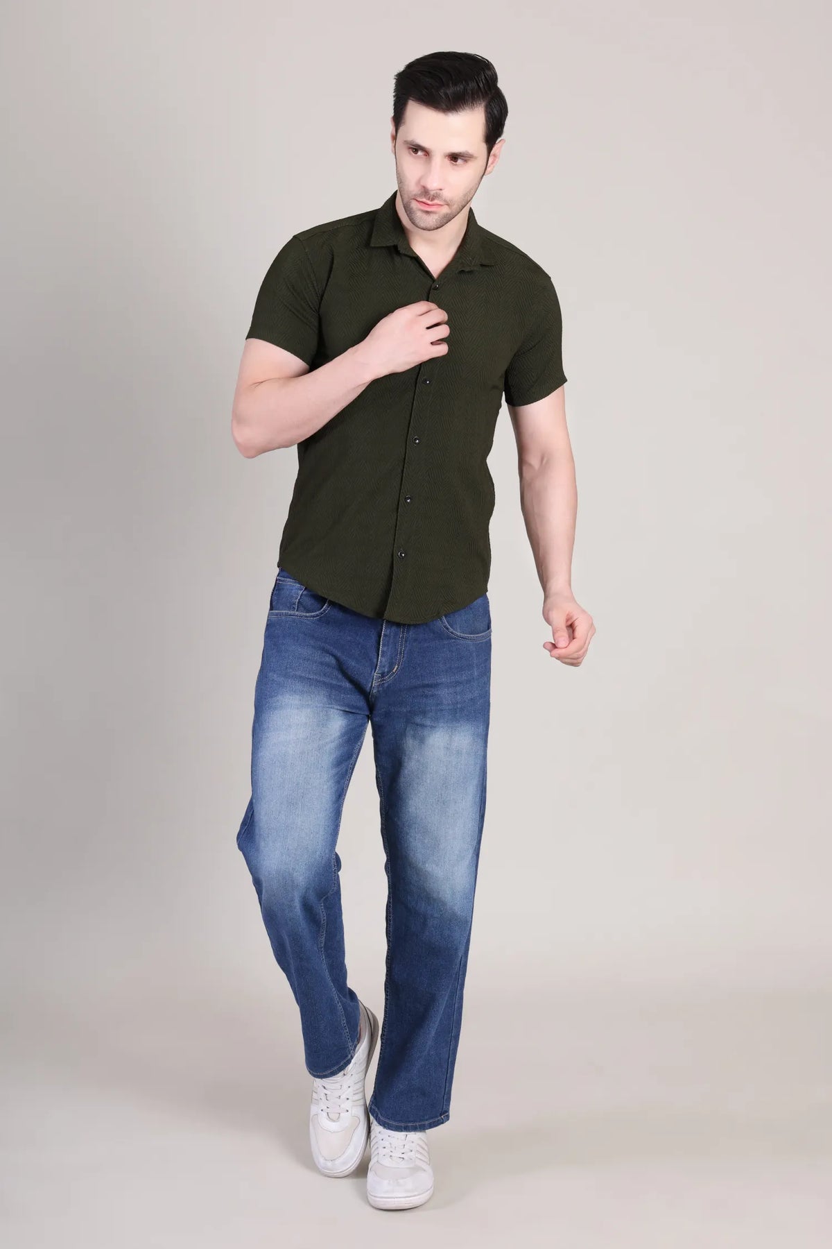 Men's Casual Half Sleeve Shirt - Black | SHS-139