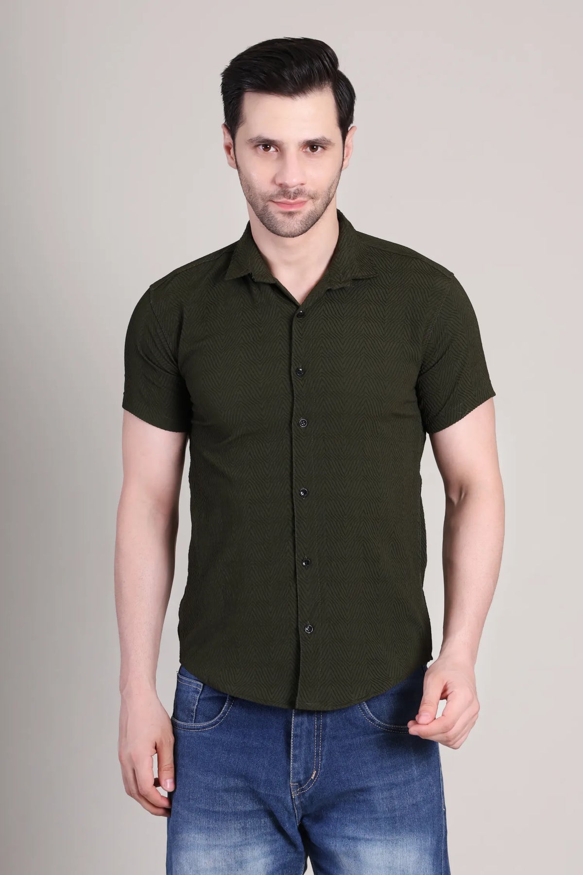 Men's Casual Half Sleeve Shirt - Black | SHS-139