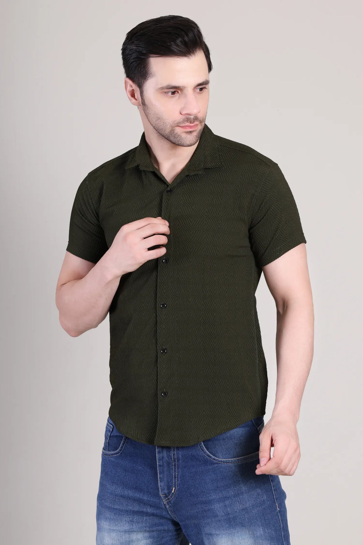 Men's Casual Half Sleeve Shirt - Black | SHS-139