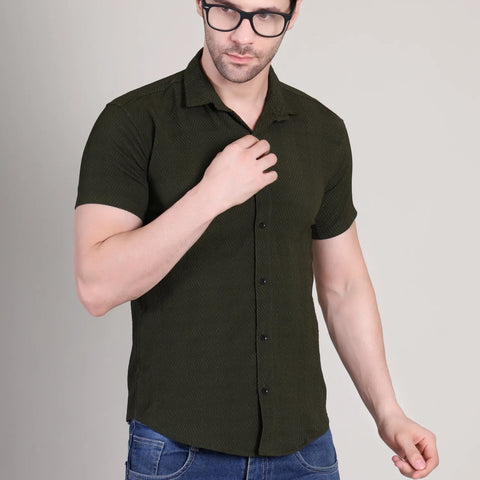 Men's Casual Half Sleeve Shirt - Black | SHS-139