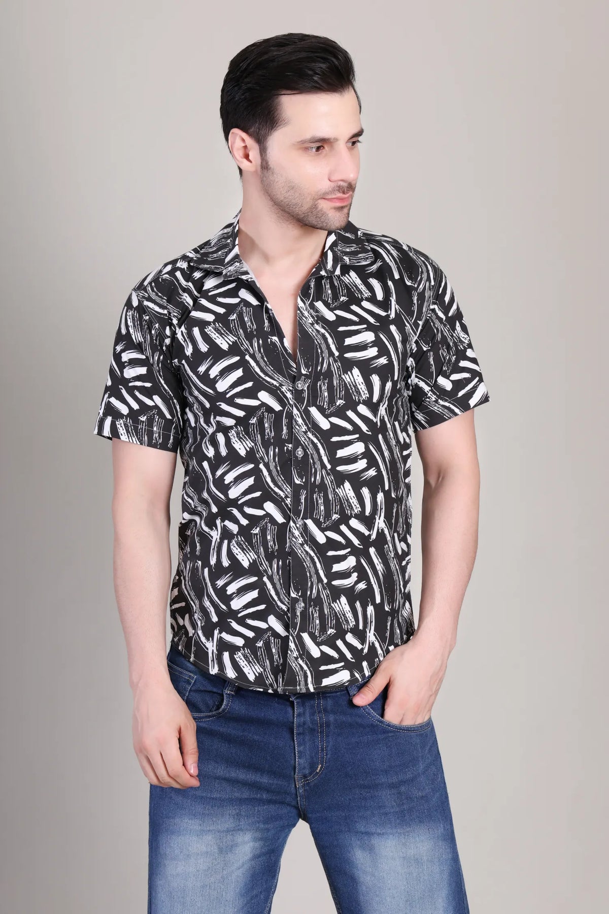 Men's Casual Printed Half Sleeve Shirt | UHSS-129