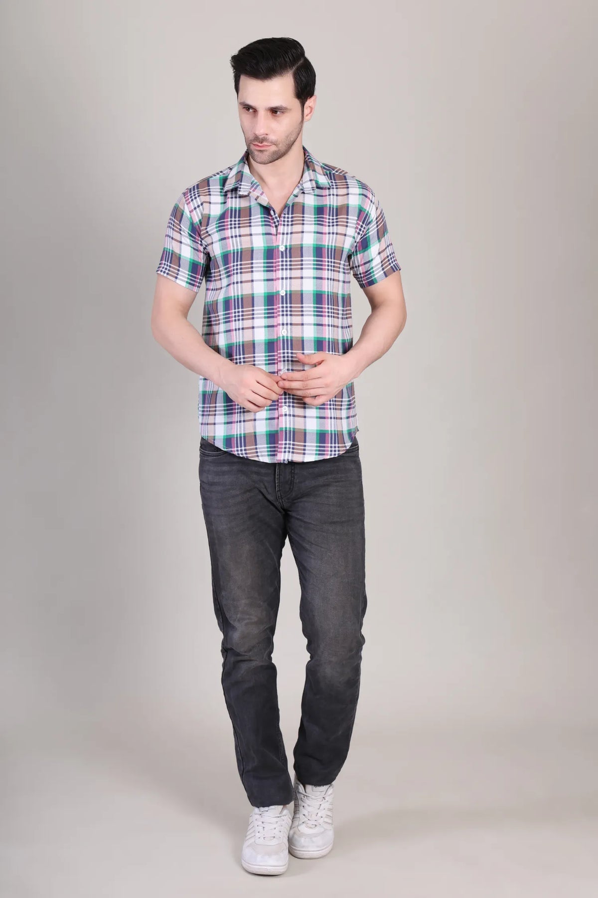 Men's Casual Printed Half Sleeve Shirt - Multicolor | UHSS-162