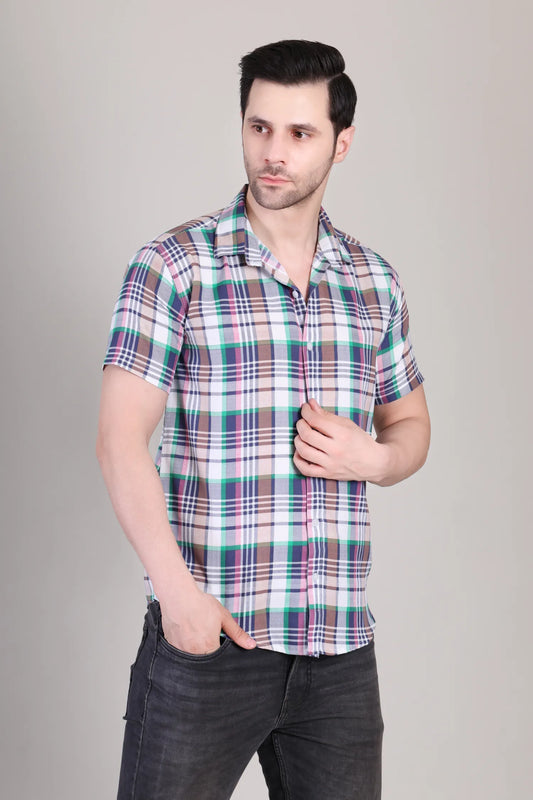 Men's Casual Printed Half Sleeve Shirt - Multicolor | UHSS-162