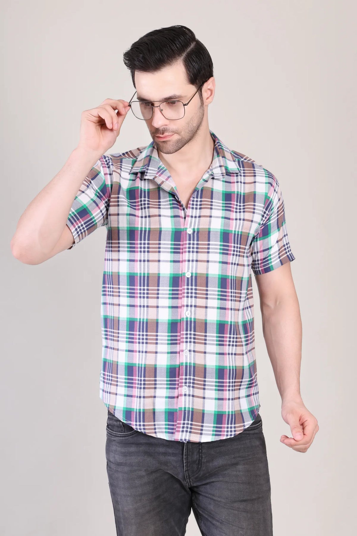 Men's Casual Printed Half Sleeve Shirt - Multicolor | UHSS-162