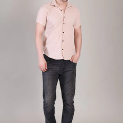 Men's Casual Half Sleeve Shirt - Peach | SHS-143