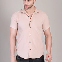 Men's Casual Half Sleeve Shirt - Peach | SHS-143