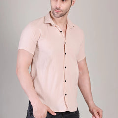 Men's Casual Half Sleeve Shirt - Peach | SHS-143
